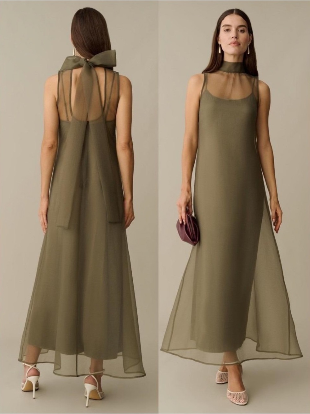 CAARA Aletta Dress in Moss Grey